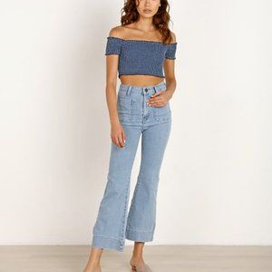 Show Me Your Mumu High Rise Cropped Flare Jeans